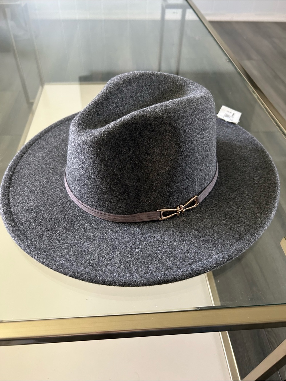 Men's Gray Wool Fedora Hat with Brown Band